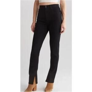 SLVRLAKE Beatnik Split Black Ankle Slit High Rise Jeans Premium Denim Size 30